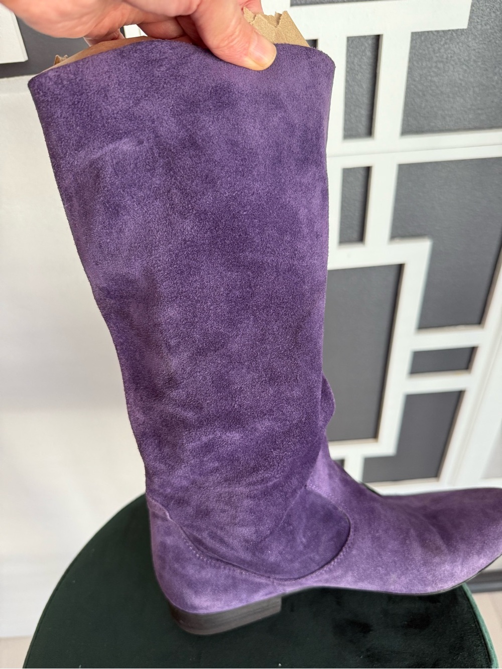 Vintage, Purple Genuine Suede Leather Slouchy Boots Size 9 - Picture 15 of 16